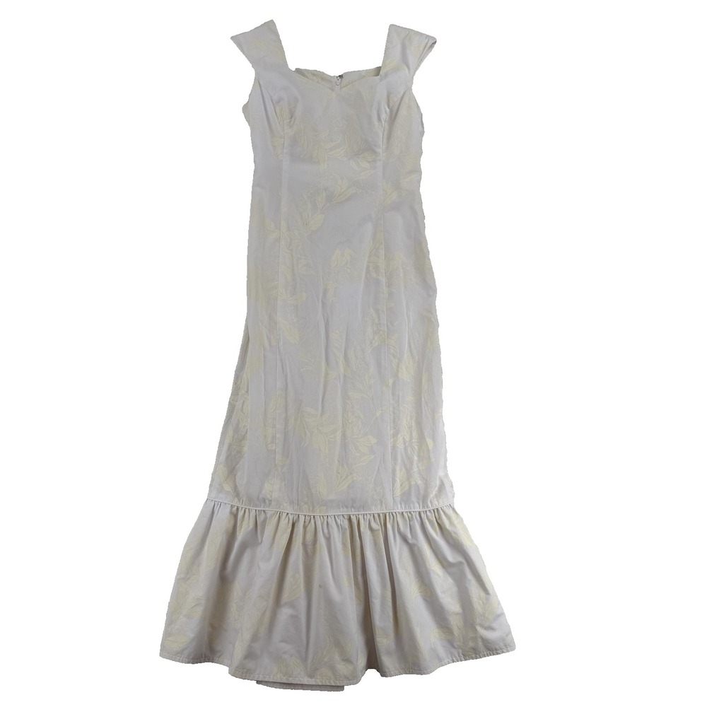 Vintage Princess Kaiulani Hawaii Dress Womens 6 White Floral Ruffle‎ Muumuu 80s